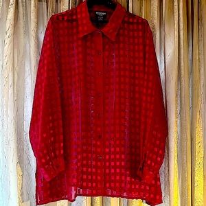 SOLD Notations Sparkly Hot Pink Sheer Botton Blouse